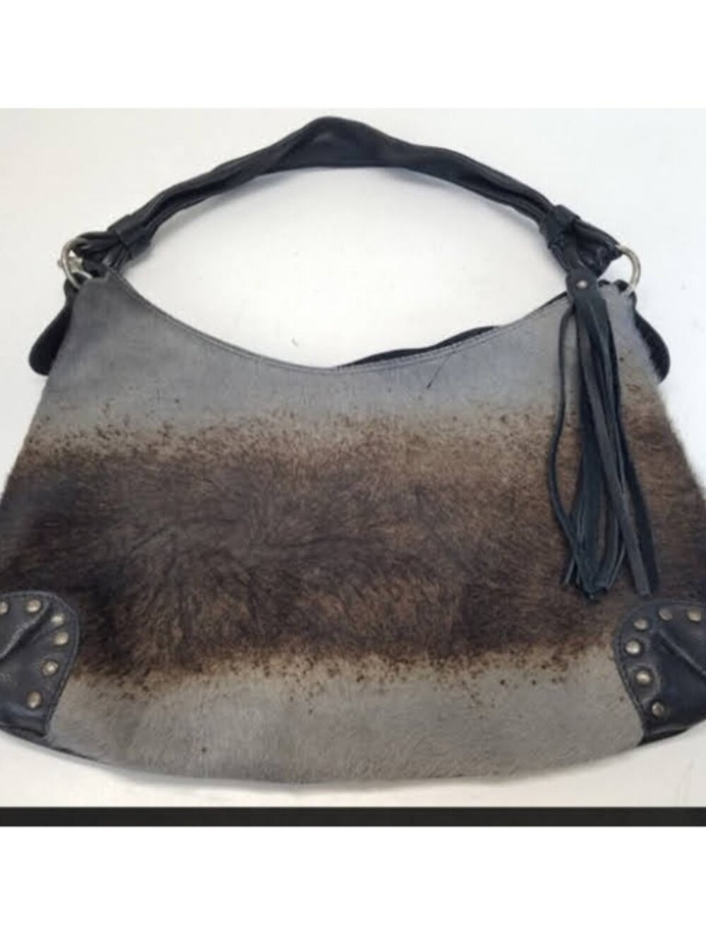 Vintage Made in Italy Hair-On Hide Leather Hobo Bag
